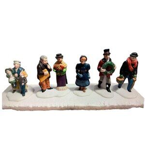 Victorian Christmas Village Figurines Set of 7 Hand-Painted Porcelain Figures on